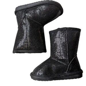 The Children's Place Winter Boot Toddler Girls Sequin Chalet Black Lined 7